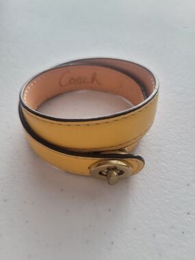 COACH Yellow Double Wrap Leather Bracelet